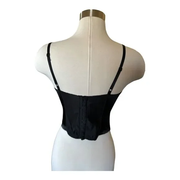 VTG Christian Dior Corset Bustier Tuxedo Black White Lace Bow 34B New Deadstock